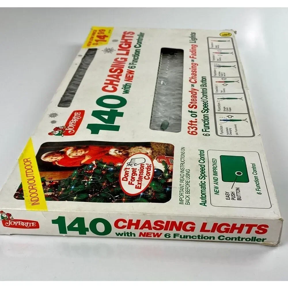 Vtg Joy Brite 6 Variable Function Chaser Christmas Lights 140 ct NOS 63ft CC0756